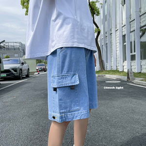 2021夏季新款工装牛仔短裤男港风男式潮流宽松五分裤子S9017-P32