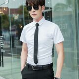 2021夏季大码纯色短袖衬衫男职业上班修身工作寸衣6色M-5XL6450，男装衬衫，星座1703A