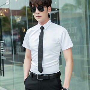 2021夏季大码纯色短袖衬衫男职业上班修身工作寸衣6色M-5XL6450