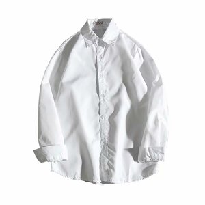 2021春装纯白色长袖衬衫男 备货万件 S-5XL 6492-P13图片