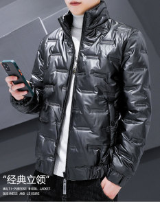 2021亮面棉衣男冬季外套韩版立领修身加厚保暖棉袄棉服S016图片