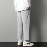 夏季男士直筒裤潮流宽松显瘦休闲九分裤冰丝百搭裤子西裤2025-P17，男装西裤，星座1703A