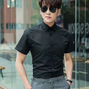 2021夏季大码纯色短袖衬衫男职业上班修身工作寸衣 6色M-5XL 6450图片