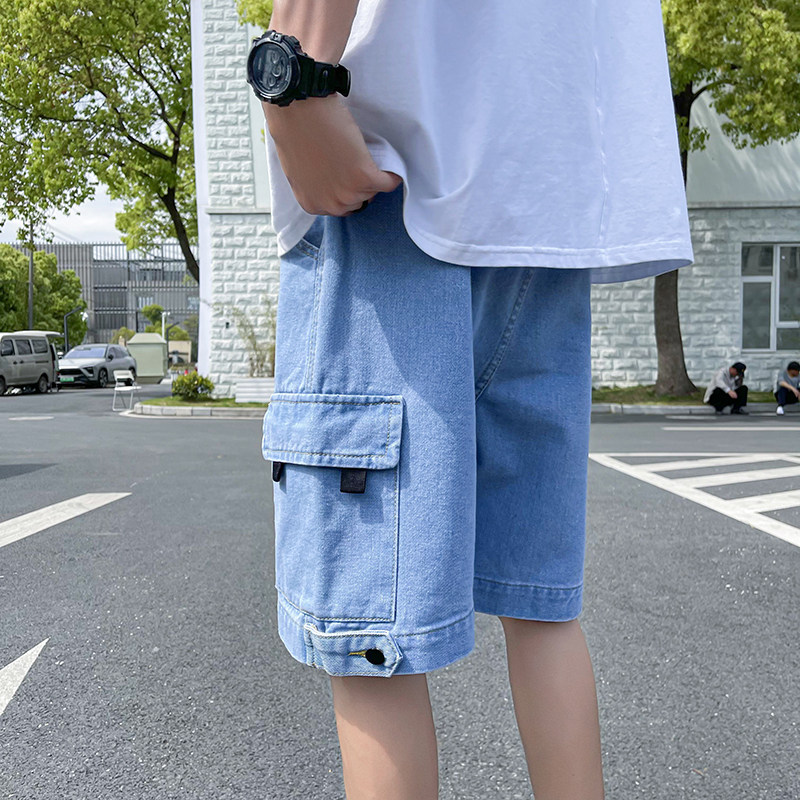 2021夏季新款工装牛仔短裤男港风男式潮流宽松五分裤子S9017-P32,男装牛仔裤,星座1703A