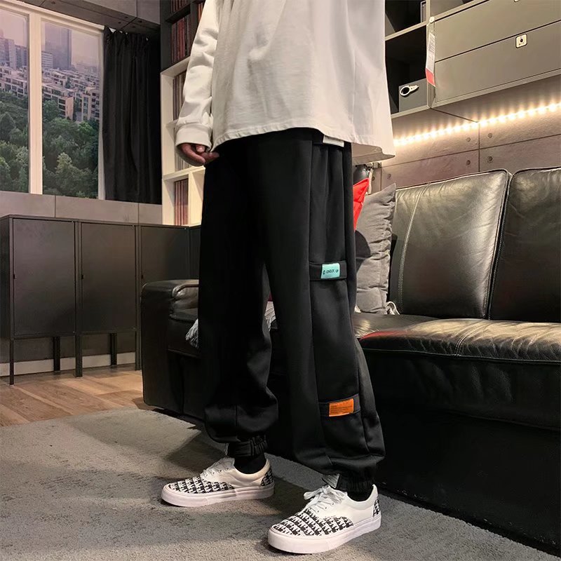 春秋款潮男宽松潮流百搭魔术贴束脚休闲卫裤运动九分裤,男装休闲裤,星座1703A