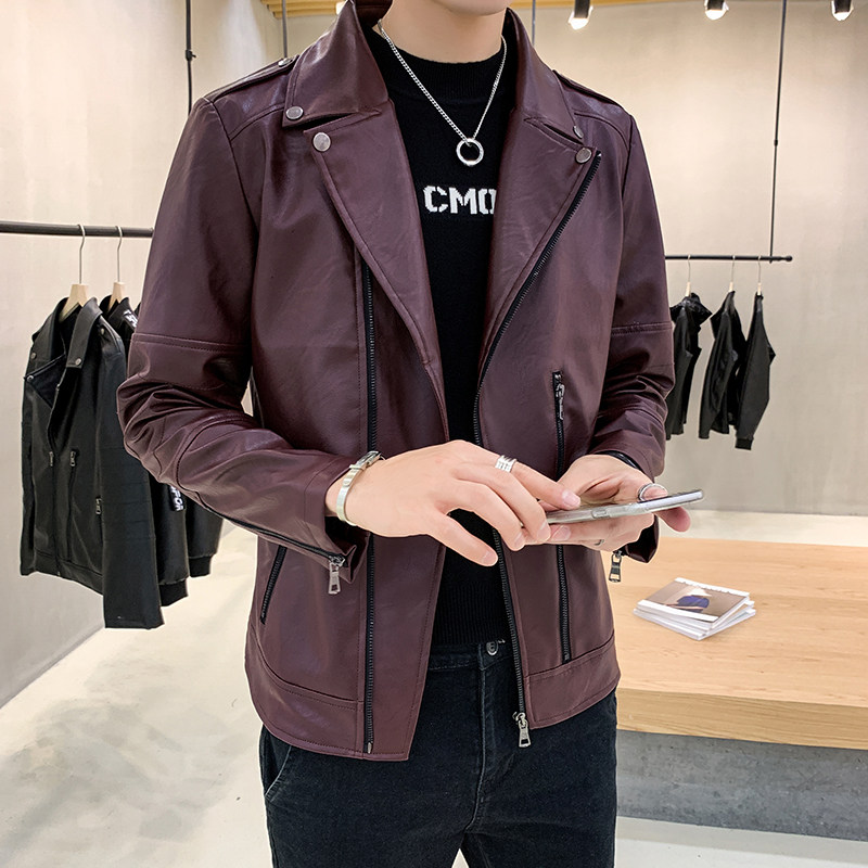 主推款男士青年皮夹克机车外套韩版青春流行翻领皮衣PY8921,男装皮衣,星座1703A