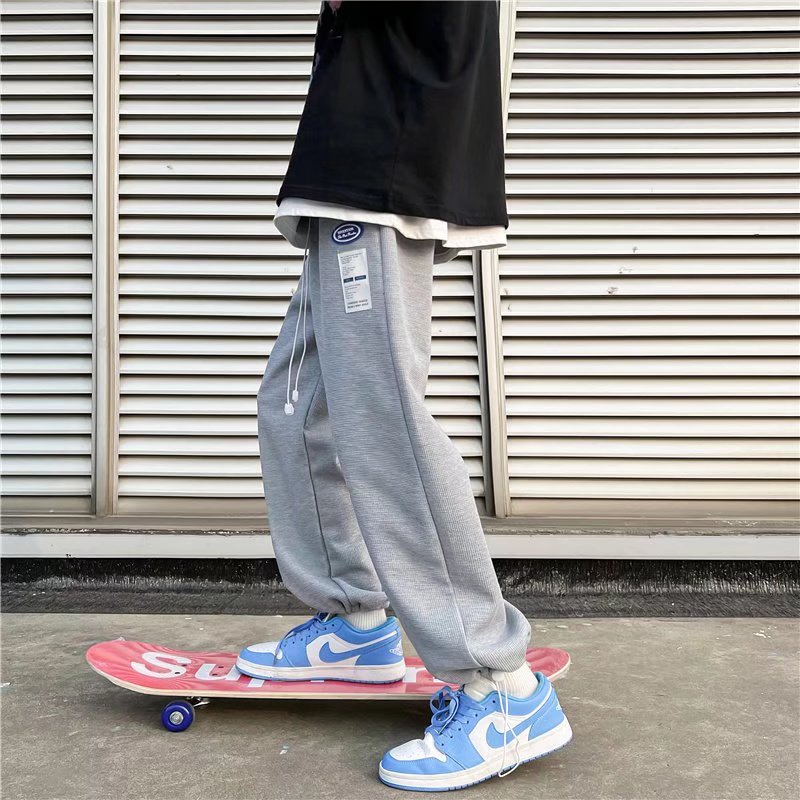 休闲裤男华夫格裤子男潮牌ins束脚运动裤卫裤宽松长裤K3851-P30,男装休闲裤,星座1703A