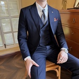 新款双开叉西服套装婚礼礼服商务休闲男西装三件套SJT97-P290，男装西服，电商D326B（原电商D310-1）