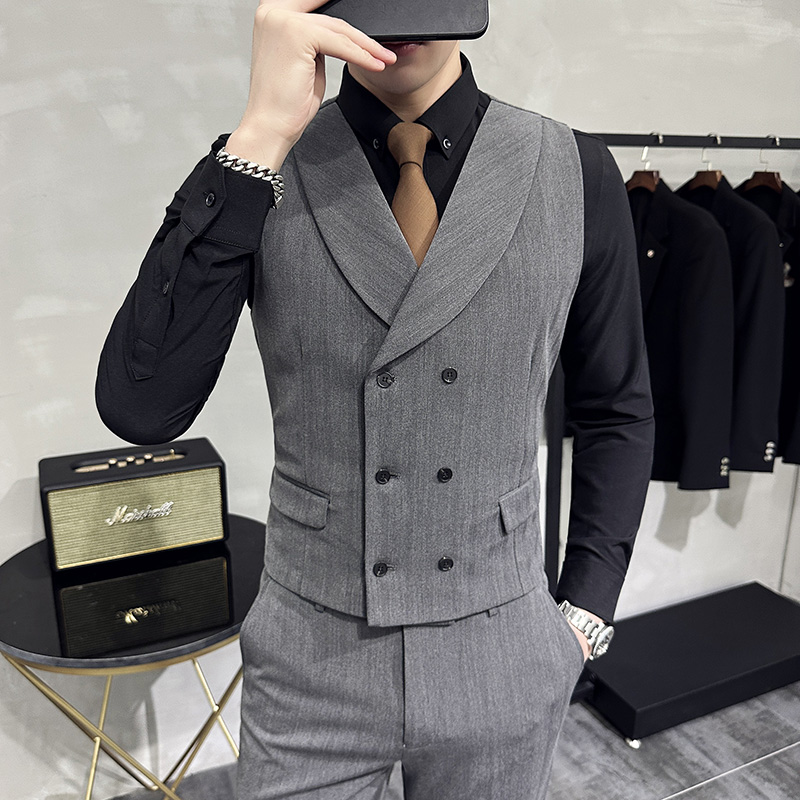 到6XL西服马甲套装男翻领双排扣马甲二件套伴郎礼服MJT41-P140，男装西服套装，电商D326B（原电商D310-1）