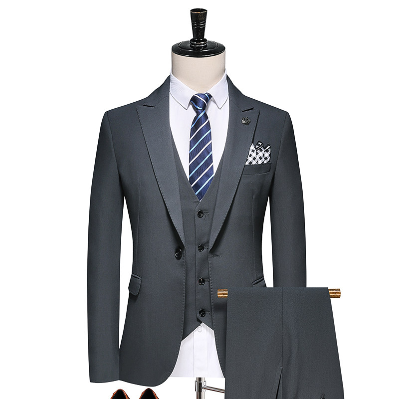 秋西服套装修身礼服商务休闲男西装三件套灰A52-P280，男装西服套装，电商D326B（原电商D310-1）