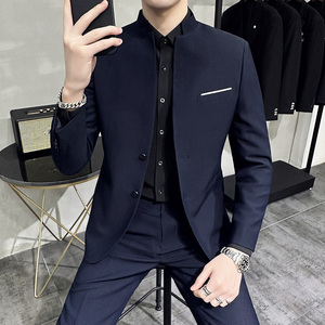 长期做货风立领西服套装男中式西装中山装礼服TZ2065-P200