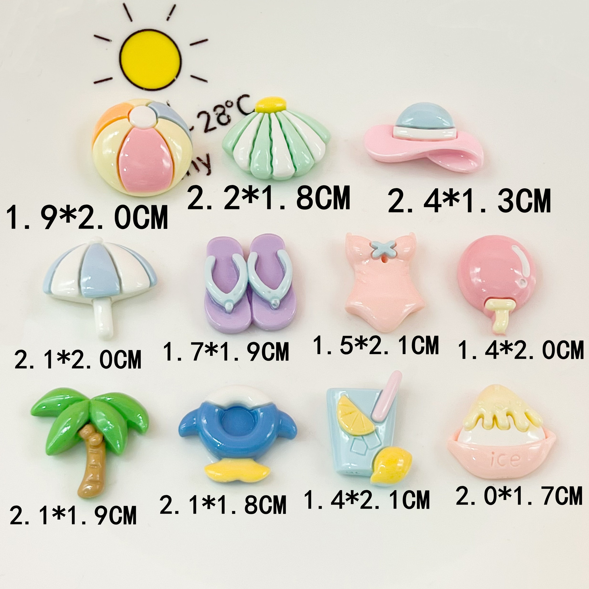 清凉夏季冰淇淋拖鞋太阳伞椰子树