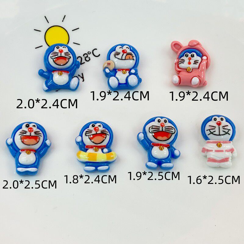 亮面蓝色铃铛卫衣游泳圈猫咪发夹发绳抓夹奶油胶冰箱贴DIY树脂配