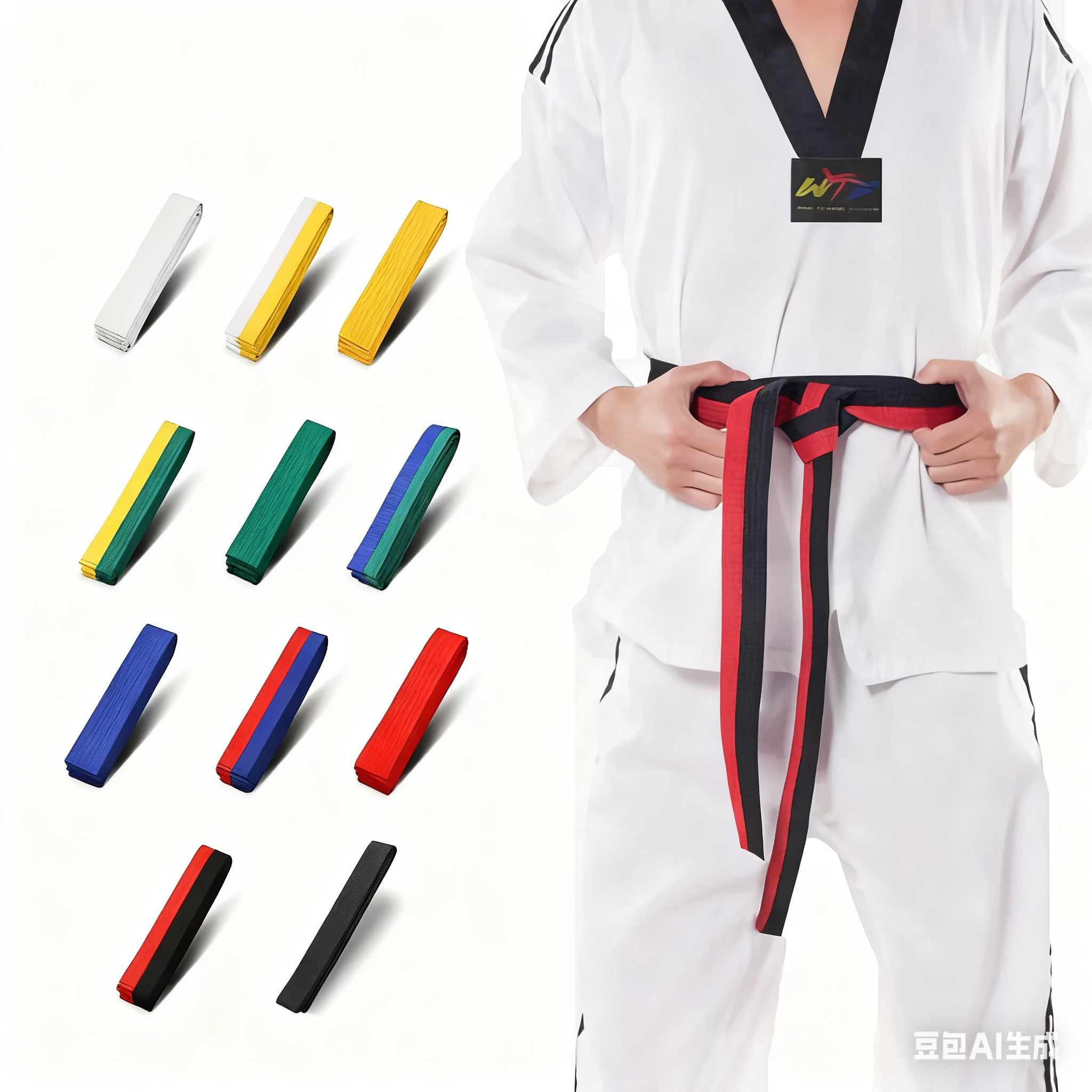 跆拳道腰带考级色带旋前带道带学员色带白黄带黄带黄绿带绿带蓝