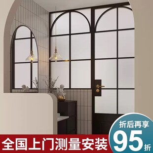平开门窗卫生间门法式复古浴室厕所极窄厨房门左右推拉折叠门连窗