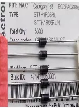 超快恢复直插二极管STTH1R06 DO-41 ST全新 STTH1R06
