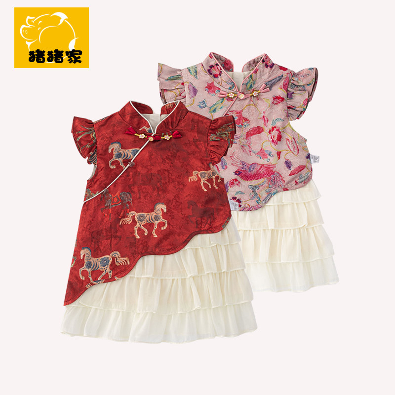 女童旗袍连衣裙夏装儿童中国风汉服公主裙一周岁宝宝礼服夏季图片
