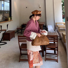 气质翻领西装 外套 服设计感小众拼接衬衫 女装 2019早秋新款 潮流时尚