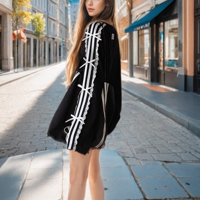 地球店轻薄拼接蕾丝边长袖t恤