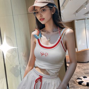 地球店时尚运动休闲防晒服套装女夏洋气减龄薄款假两件辣妹背心