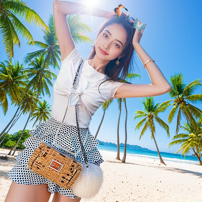 地球店蝴蝶结高腰夏季绑带上衣