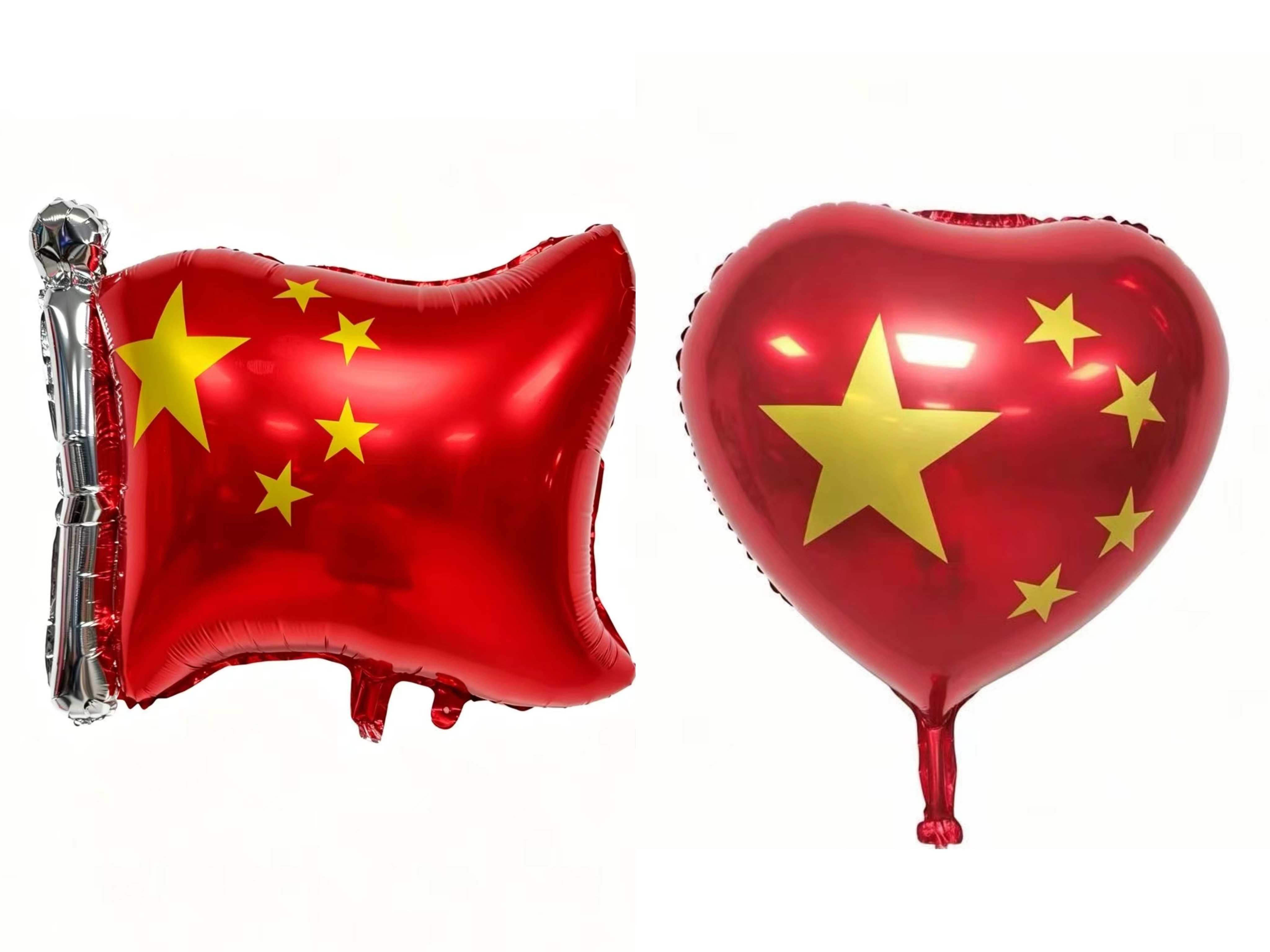 新款国庆气球红旗心形五星国旗节日庆祝装饰铝膜飘空气球氦气气球