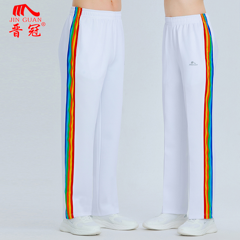 新款大码2025新款跑步宽松春秋运动裤男女直筒休闲潮健步白色长裤