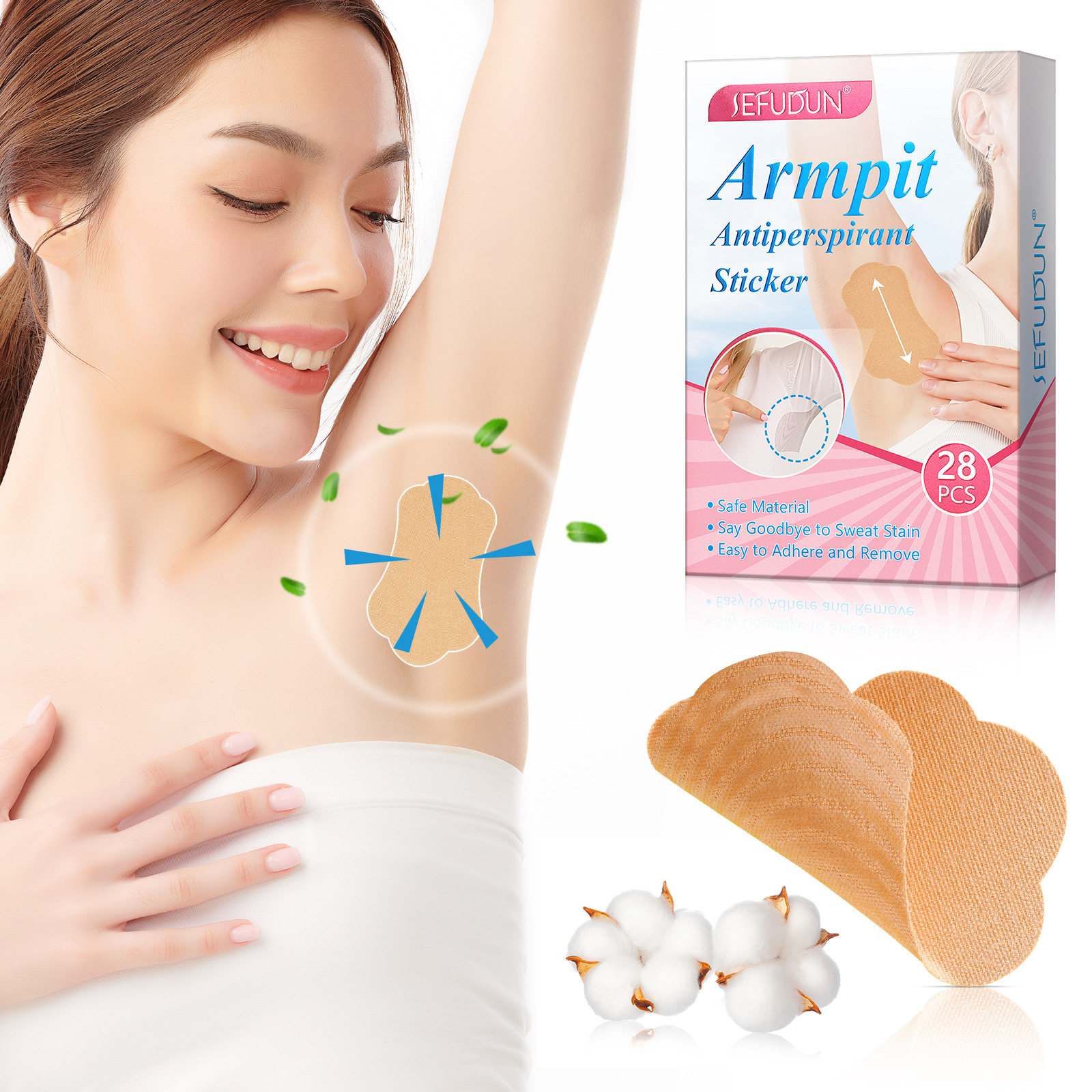 夏季腋下吸汗贴28贴/盒 Summer underarm sweat-absorbing patch - 实物图