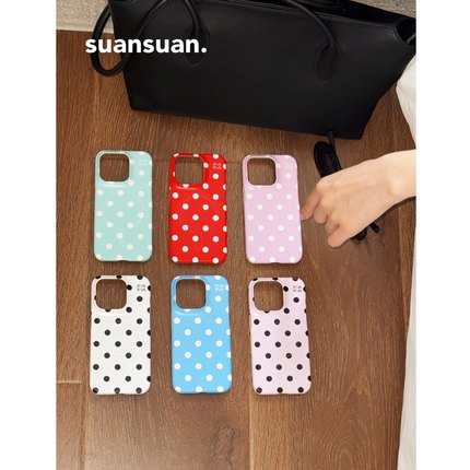 suansuan|原创《波点合集》韩国进口单层菲林磁吸半包磨砂手机壳适用iPhone16promax苹果15防摔14保护套小众