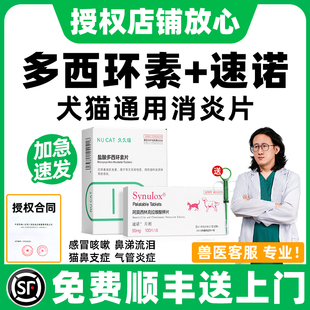 盐酸多西环素片猫用鼻支速诺猫咪消炎片狗狗感冒药打喷嚏用犬窝咳