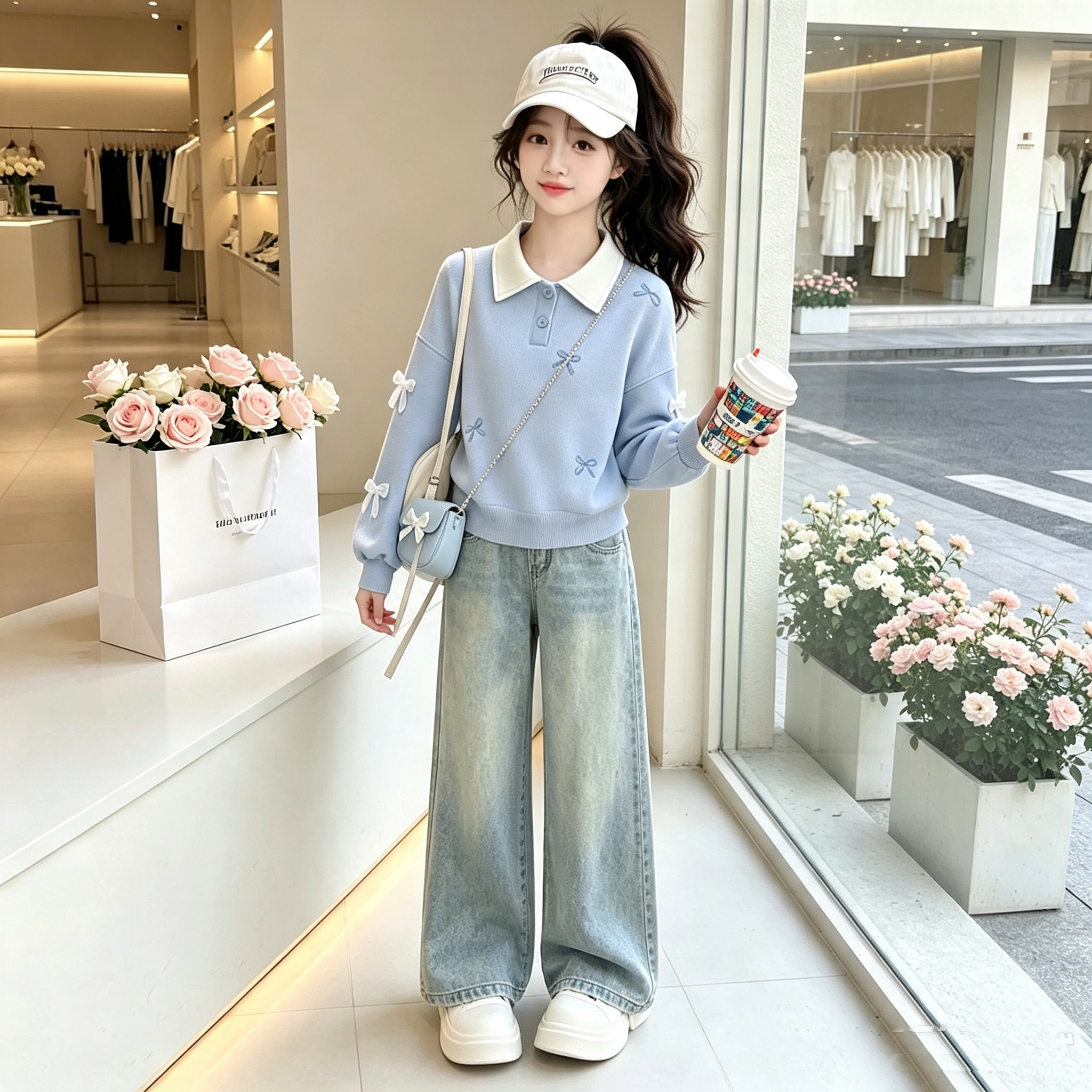 学院风套装女童春秋装2026新款儿童超好看衣服牛仔裤小女孩秋装潮