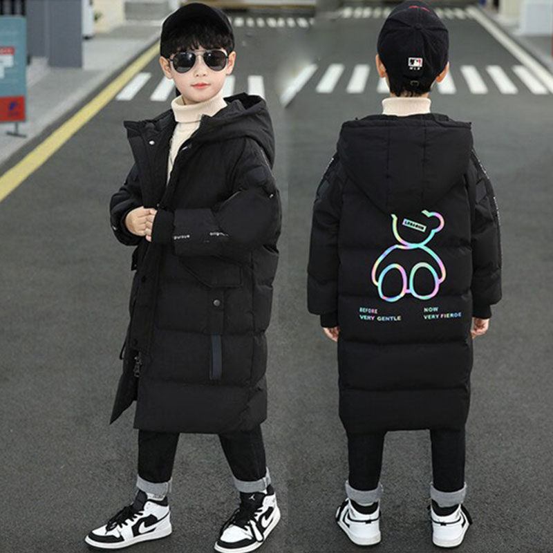 男童棉袄2025新款中大童冬季棉衣洋气男孩羽绒棉服中长款加厚外套