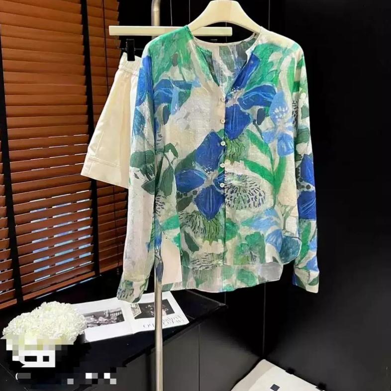 长袖苎麻衬衣工厂好物防晒宽松扣