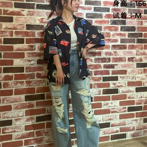 rcwb新品龙虾汉堡半袖男女衬衫衣