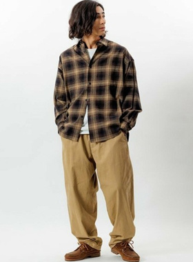 freaks store25秋百搭男女宽松休闲廓形oversize全棉格绒格纹衬衫