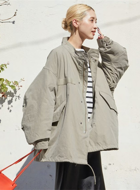 freaks store 24aw日系m65立领工装棉衣风衣短款两件套女宽松休闲