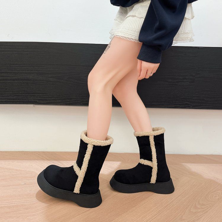 2025冬季新款加绒加厚女士雪地靴保暖面包鞋子雪地外穿棉鞋女