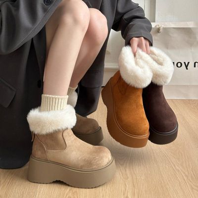 过膝长靴女厚底内增高美拉德长筒靴子厚底大筒围加宽胖mm大码加绒