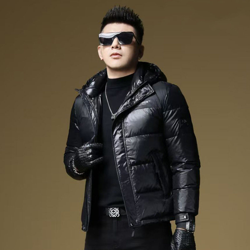 欧货冬季新款男士连帽保暖羽绒服