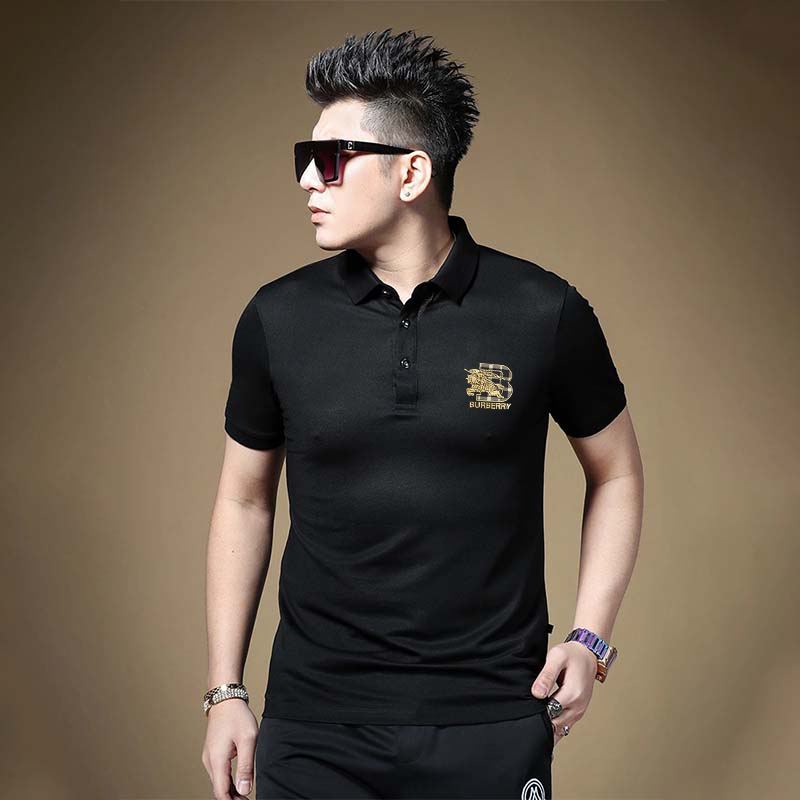 欧洲站骑士烫印高品质t恤男短袖翻领polo衫时尚潮牌男装2025夏季