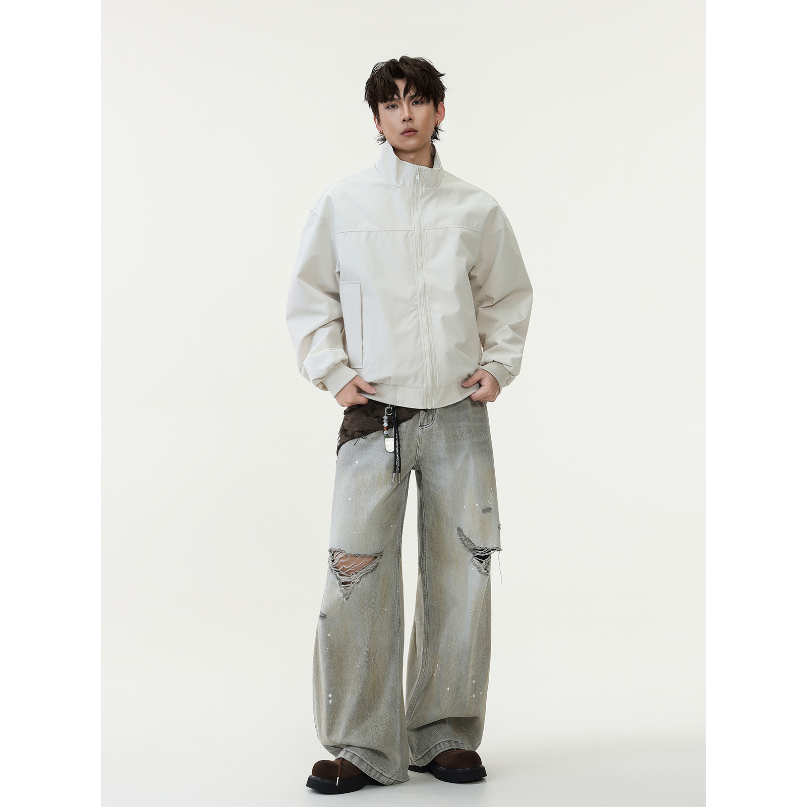 GCINIM401美式复古飞行员夹克男春秋潮牌棒球服廓形高级立领外套
