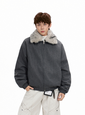 GCINIM401美式复古毛领棉衣男女加厚保暖可拆卸毛领外套冬季棉服
