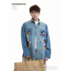 春季 卡通风牛仔衬衫 男女宽松长袖 GCINIM401 刺绣美式 复古潮流衬衣