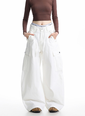 GCINIM401美式复古多口袋设计感工装男女潮牌宽松休闲阔腿弯刀裤