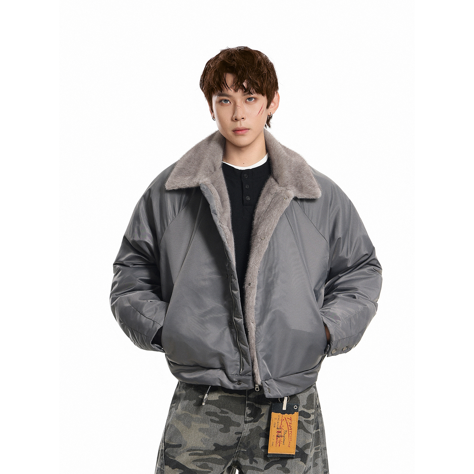 GCINIM401美式复古翻领棉衣男女冬季加厚保暖宽松百搭工装外套