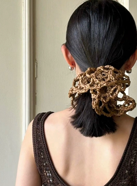 可可手工定制拉菲草枝蔓发饰大肠发圈气质高级氛围感头饰女