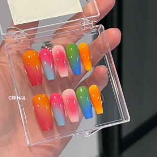 柒贰零Nail新款 甲片假指甲 辣妹缤纷多巴胺美甲穿戴甲可拆卸穿戴式