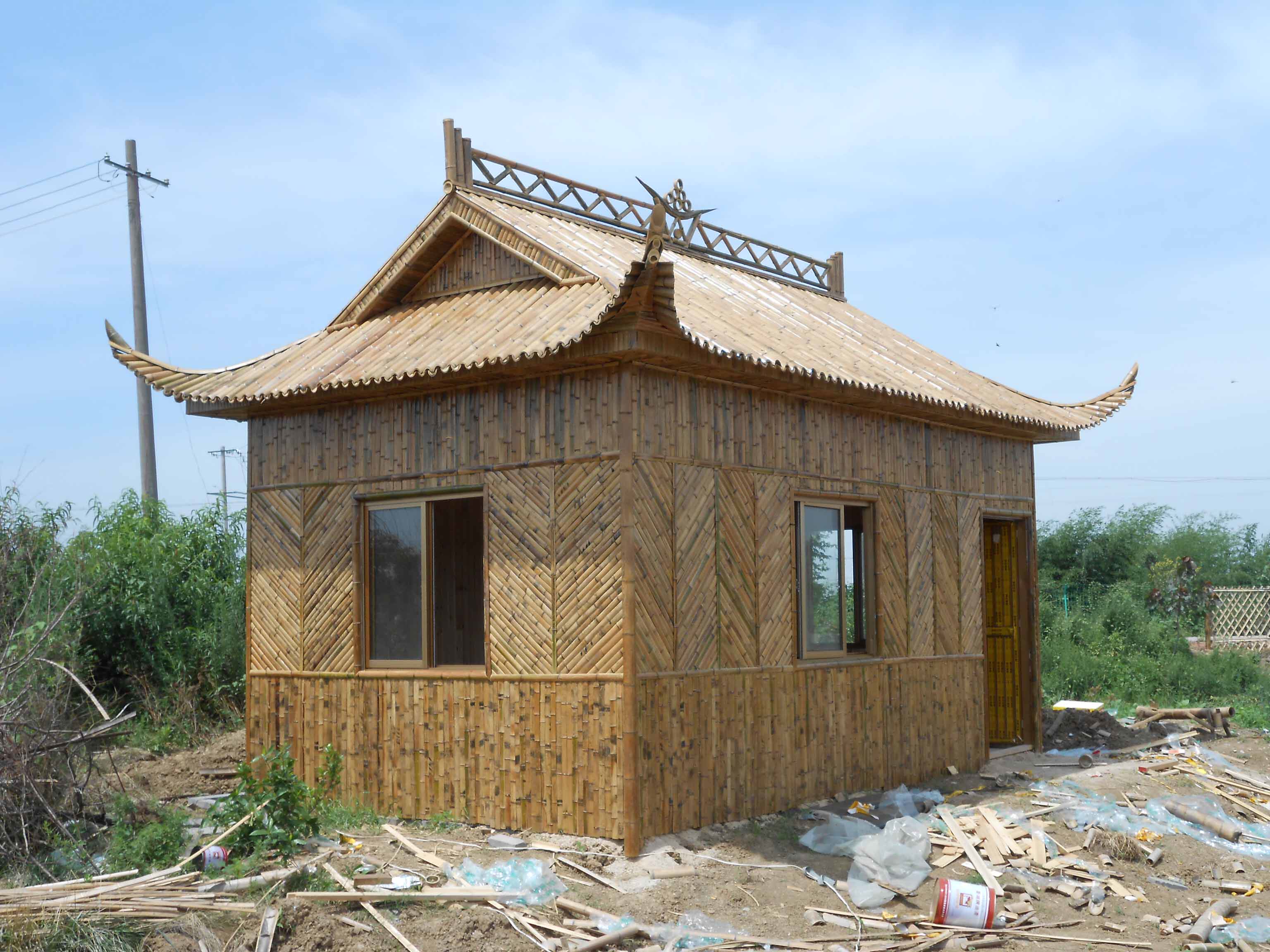 竹房子新款建筑竹屋竹子 竹门 竹门位 竹房 观光园 果园