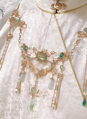 原创璎珞项圈古装儿童古风流苏饰品女蝶贝配饰汉服项链璎珞[夜灿]