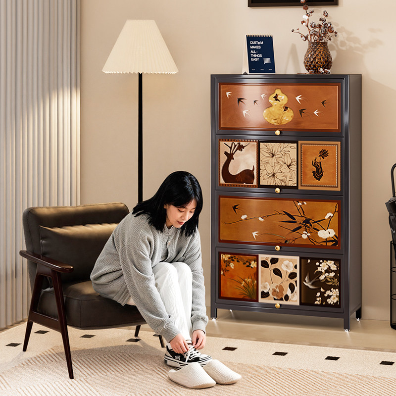 钢制鞋柜家用门口入户玄关柜多层室内储物柜一体靠墙收纳柜中古风,住宅家具,鞋柜,淘宝优惠券,粉丝福利购,淘宝优惠卷